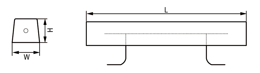 Aluminium Hull Anode with Flat Bar Stand-off from Casting Face Line Drawing