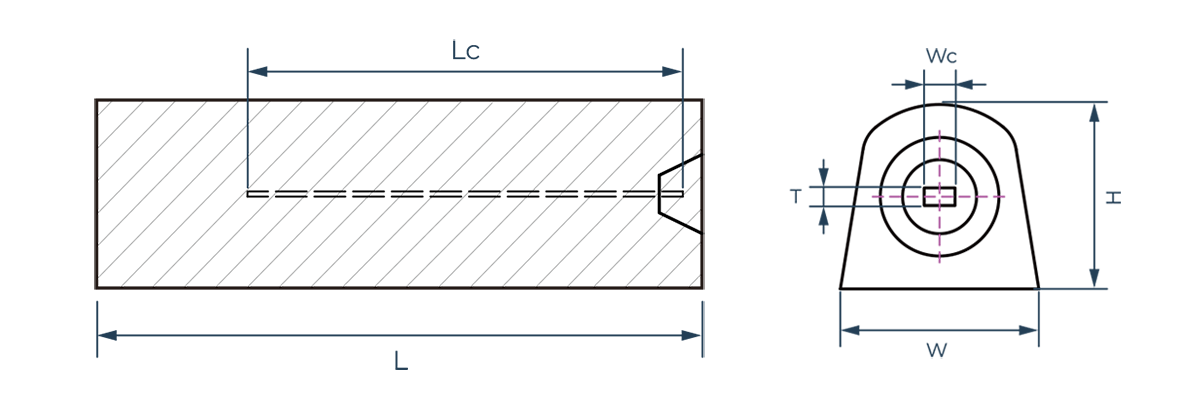 Magnesium Anode D-Type Linedrawing
